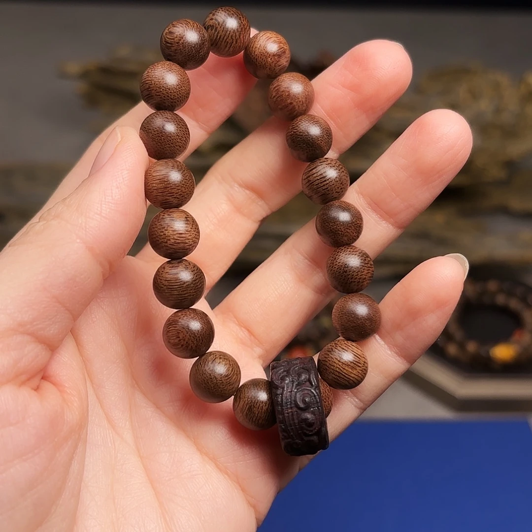 手串沉香越南富森红土帝王香1.0➕降真香跑环雕刻设计