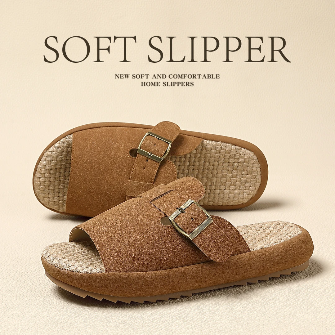 可外穿亚麻拖鞋女士软底2025新款平底防滑EVA棉麻布居家凉拖女