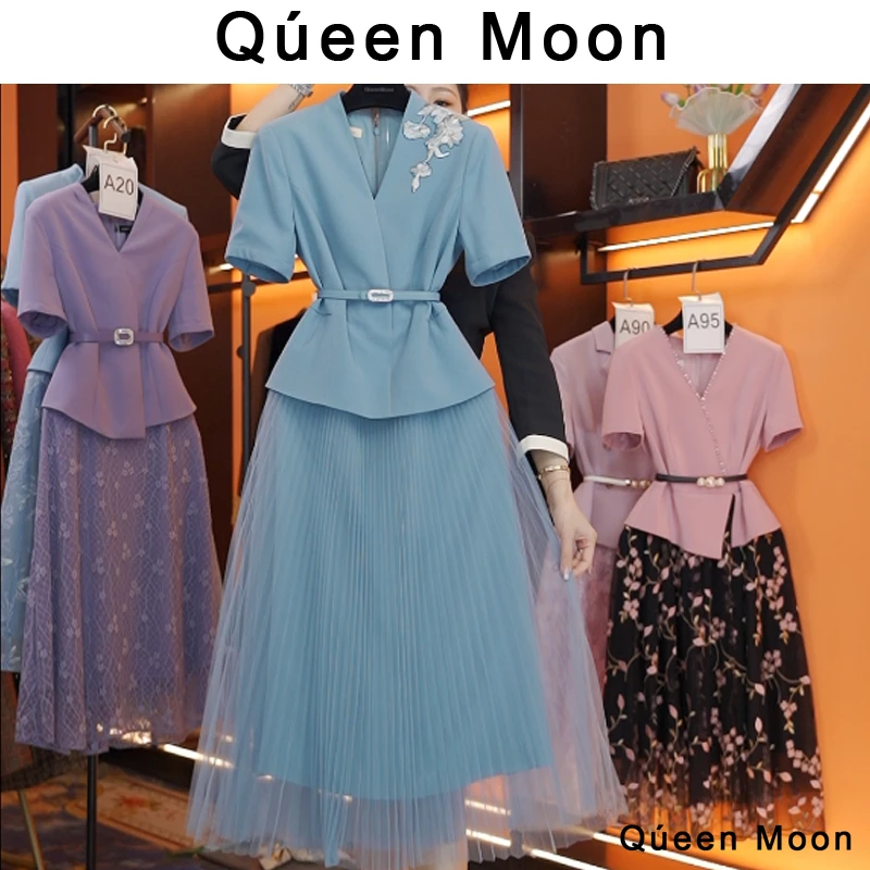 编码A12【QúeenMoon】经典轻奢百搭气质连衣裙拼接长裙 (定制女装)