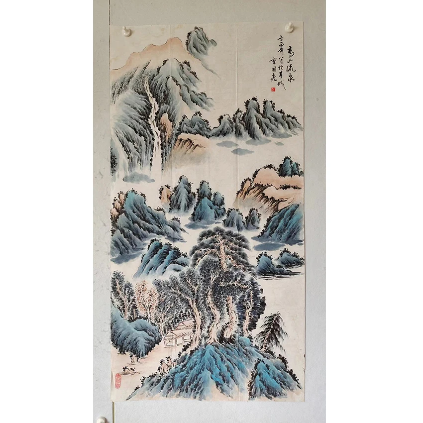 3212 老字画《高山流泉》中堂  尺寸 137×68