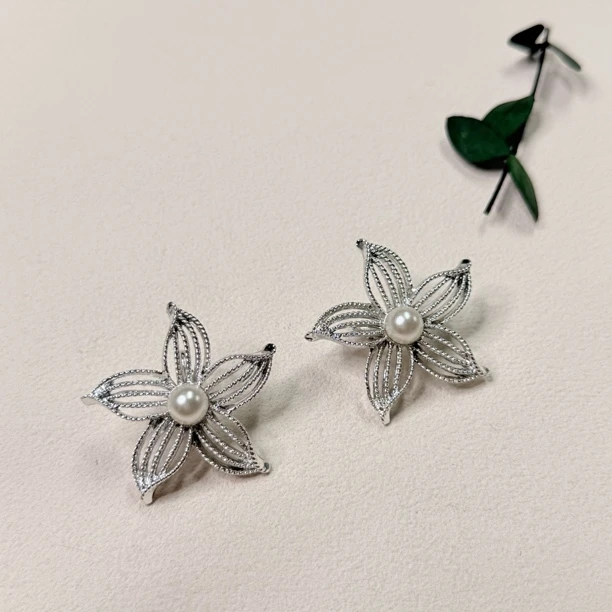 铜合金仿珍珠耳饰 【六六中古】孤品精美海星耳夹th6664