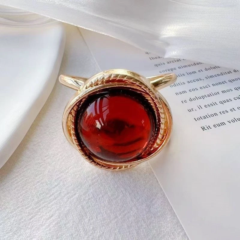 红色花形款镂空款丝巾扣简约vintage精美高档法式