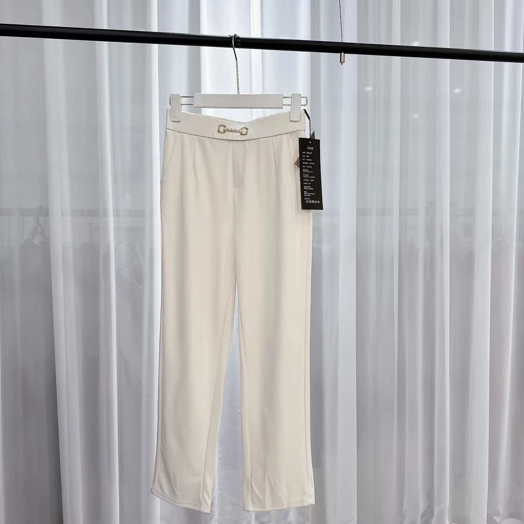 厚款裤子高腰秋季长裤加绒加厚款裤女设计师337