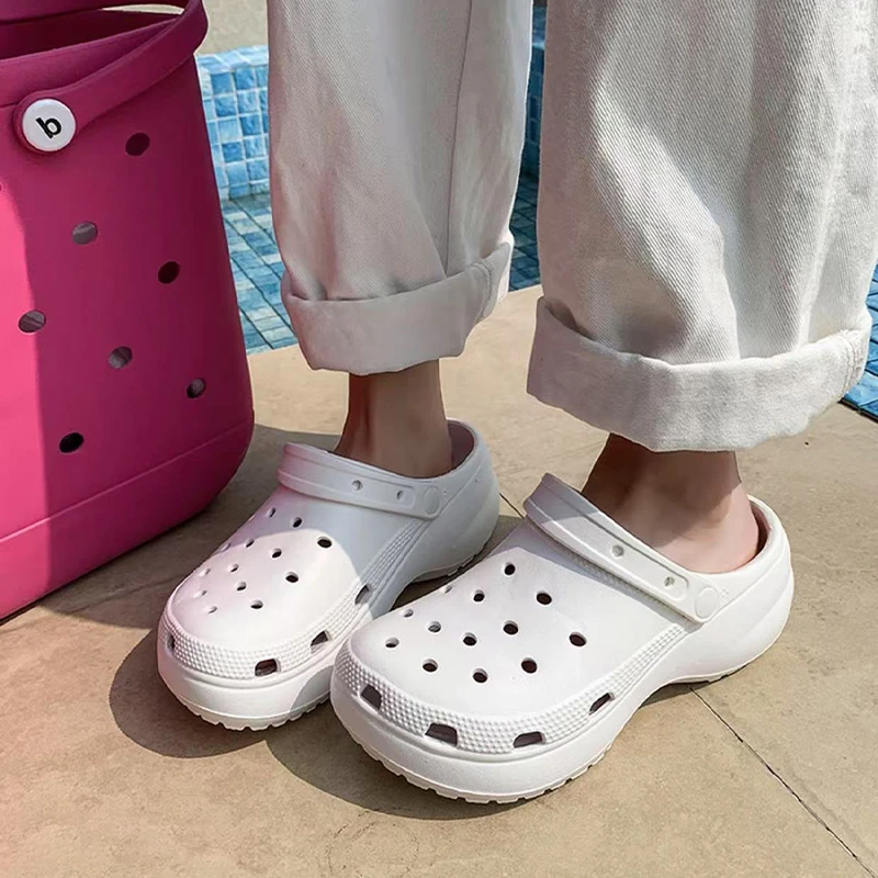 新款女夏季云朵洞洞鞋纯色eva软底防滑耐磨户外洞洞鞋