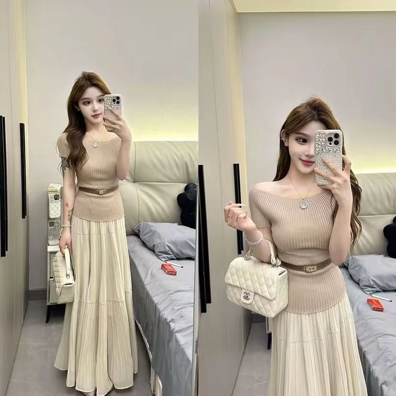 【241-320编码点这里】正肩针织短袖t恤女夏季2025新款设计感小众