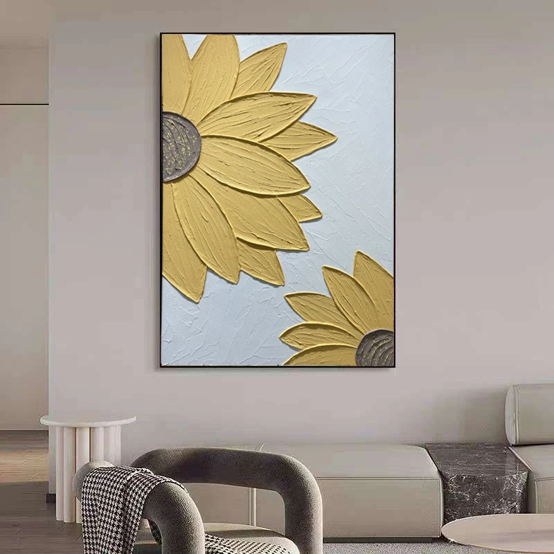 向日葵-纯手工立体客厅沙发背景画走廊过道玄关花卉浮雕装饰画