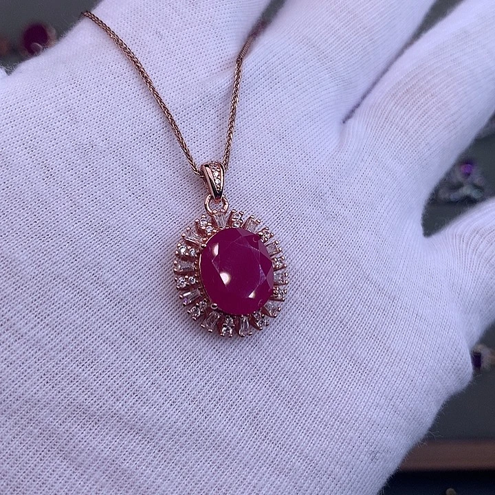 颈饰红宝石银S925镶嵌