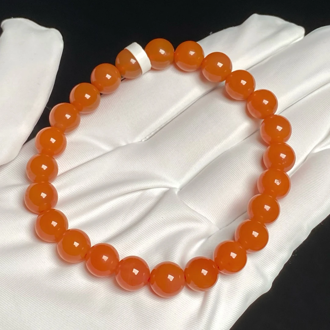 【小红豆南红】南红河湾冰红8mm 高品高色级