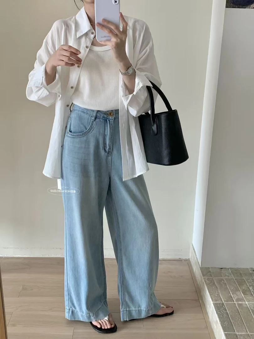 想象@33086 韩系百搭直筒窄版显瘦牛仔裤