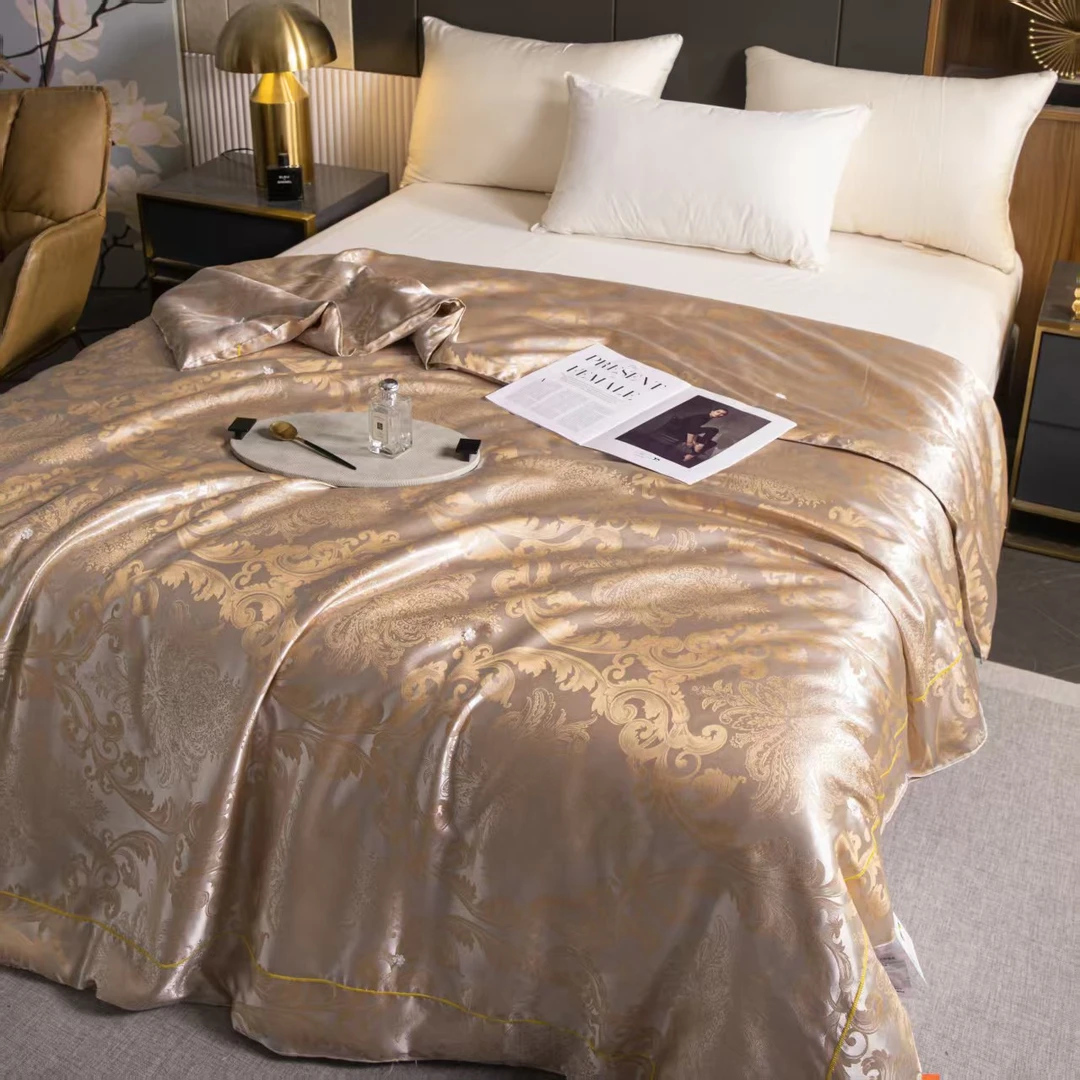 【品质严选】正品高端香槟金100%纯手工订花提花黄金蚕丝被