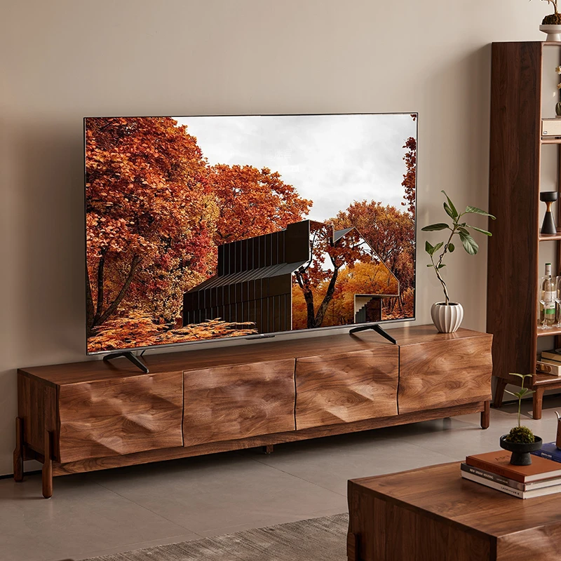 北美黑胡桃木电视柜原木客厅家具简约视听地柜整装北欧实木电视桌