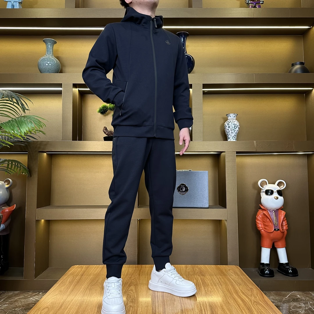 A116潮款运动休闲套装男士秋冬新款百搭时尚连帽两件套