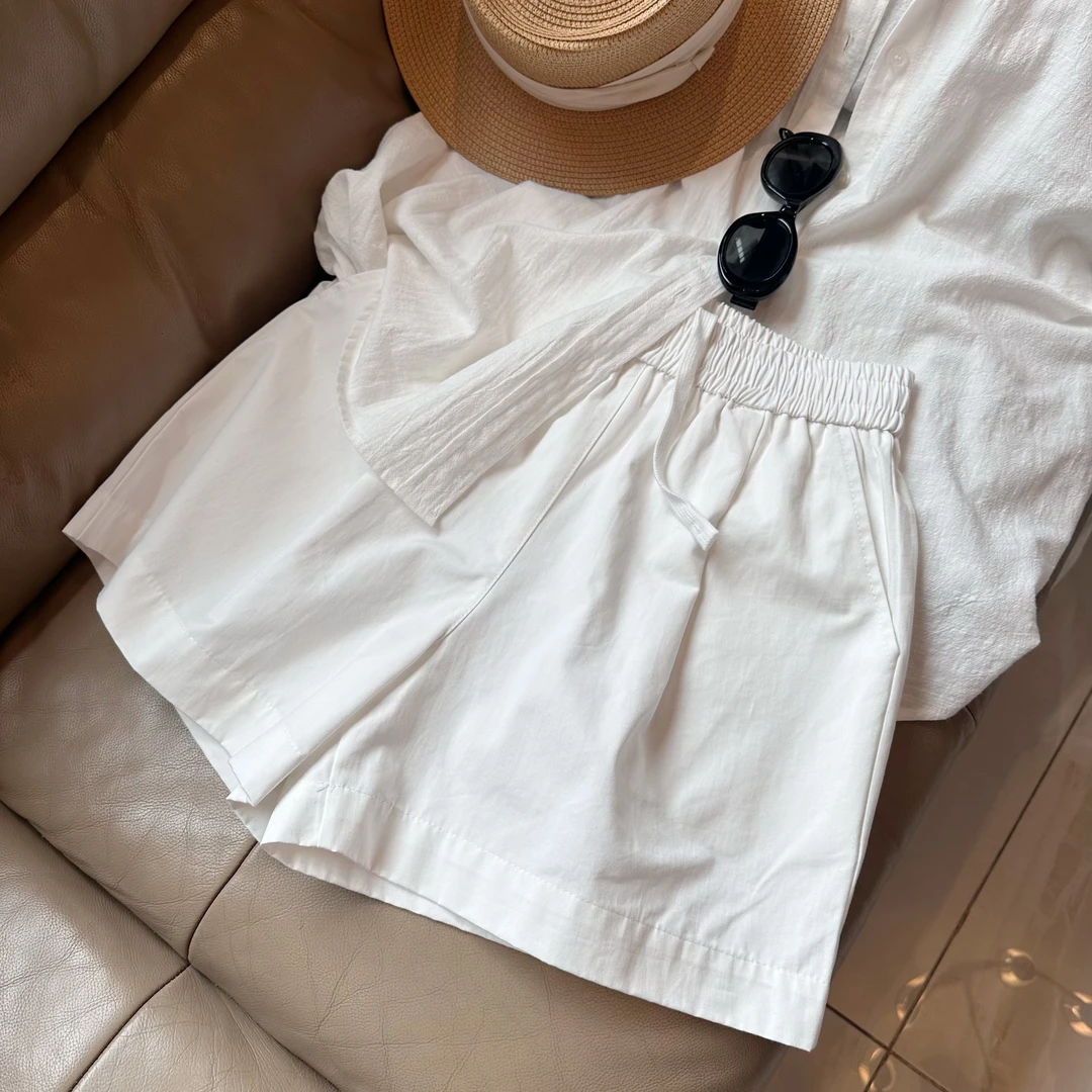 古迷蔓2025短裤时尚休闲百搭夏季阔腿宽松显瘦外穿薄款纯色设计感