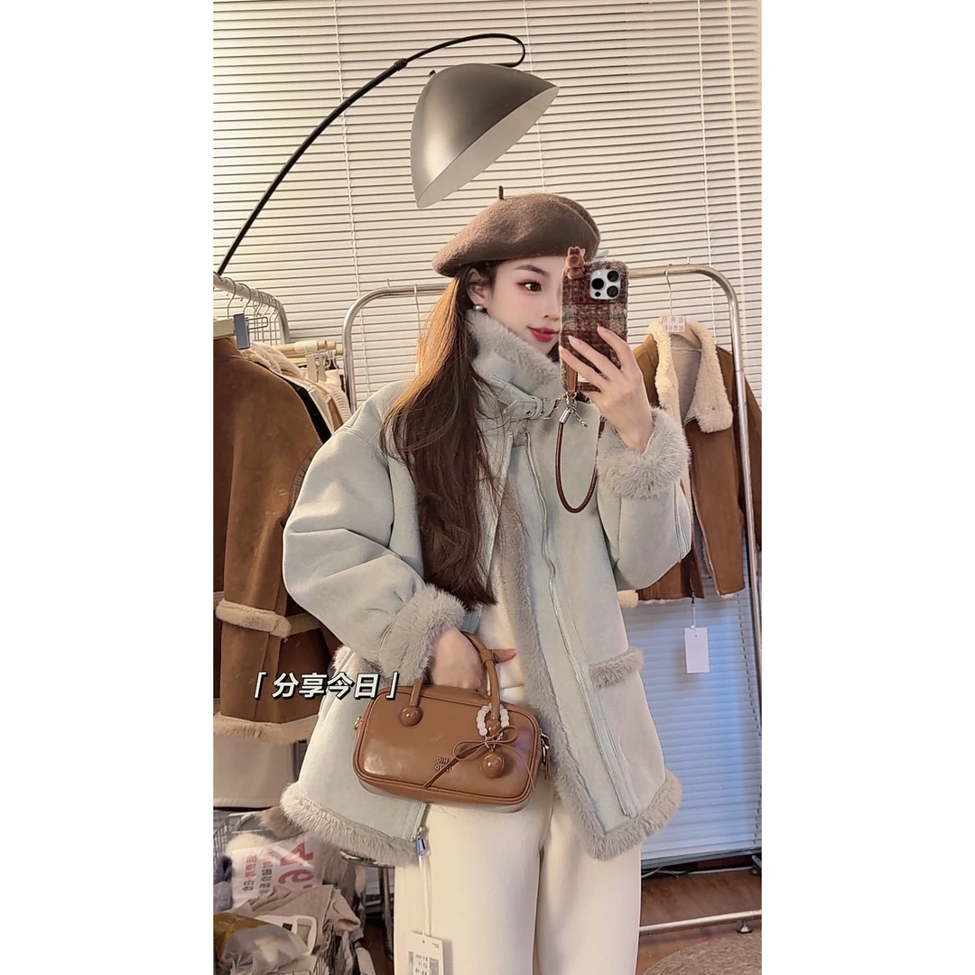 冬季时尚新款加厚2024新款拉链外套