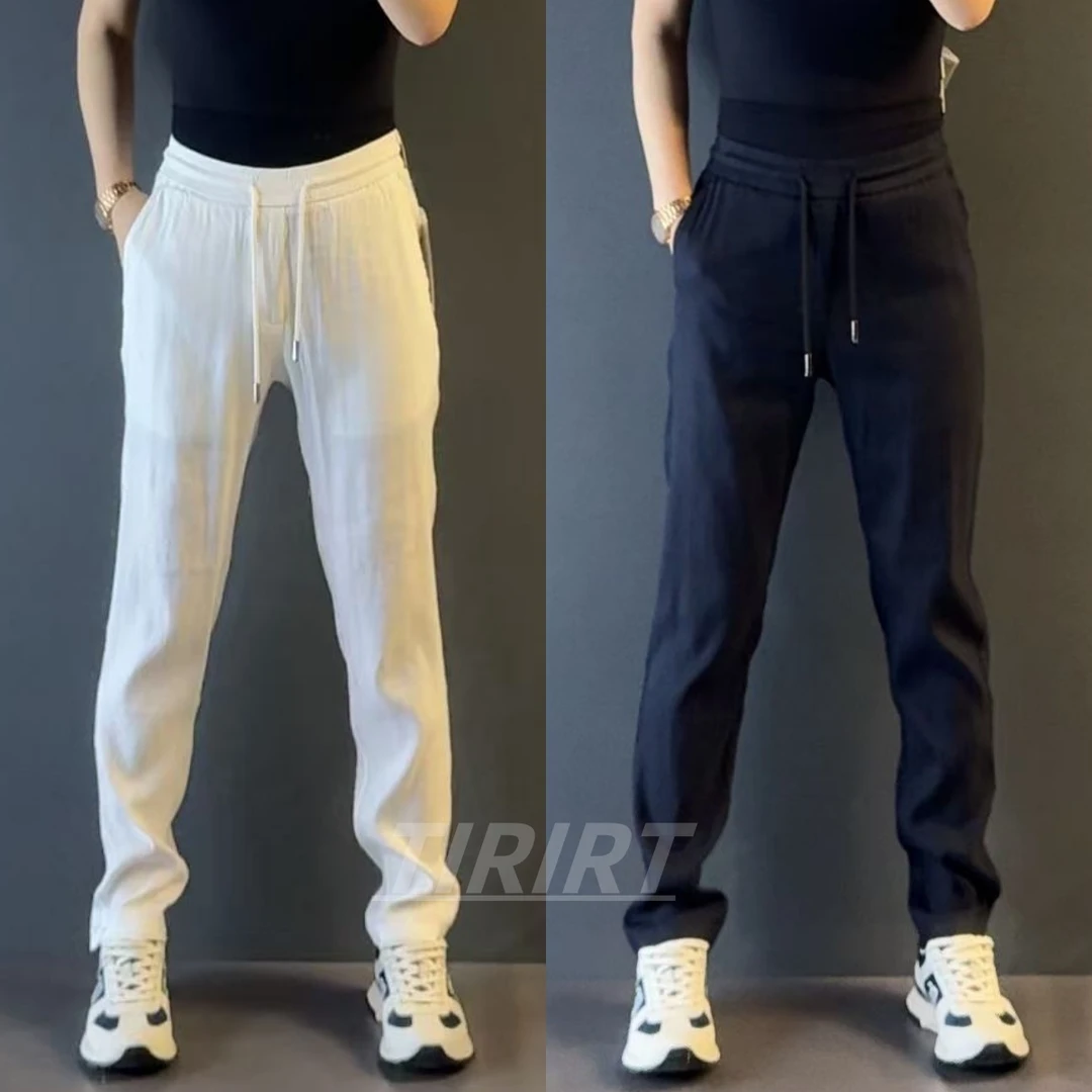 缇瑞男士亚麻休闲裤25402A秋冬款男装时尚亚麻混纺皱感休闲裤