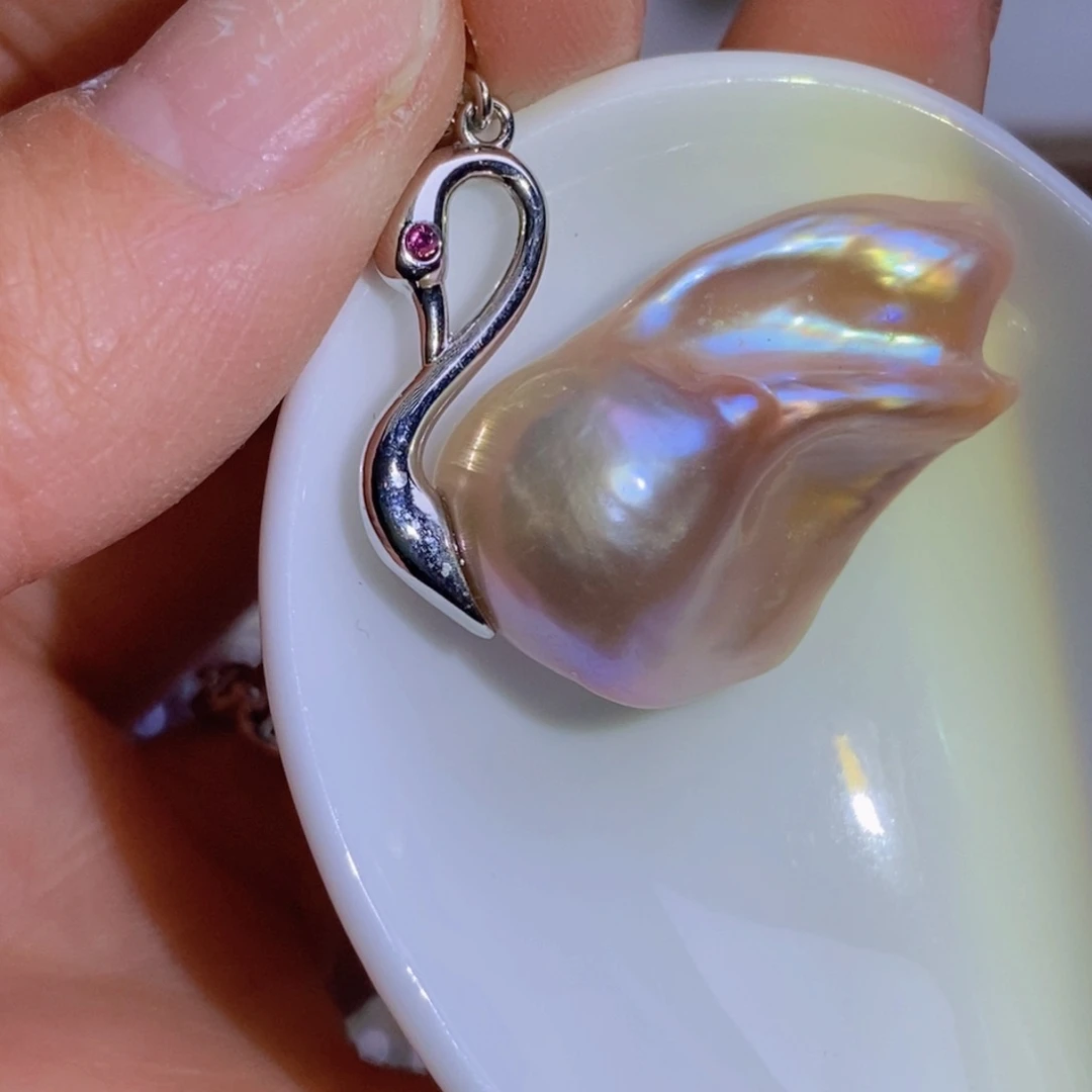 银S925镶嵌天然淡水珍珠淡水珍珠