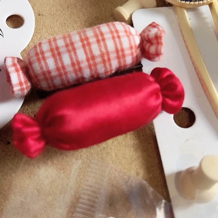 真丝糖果发夹红色老布