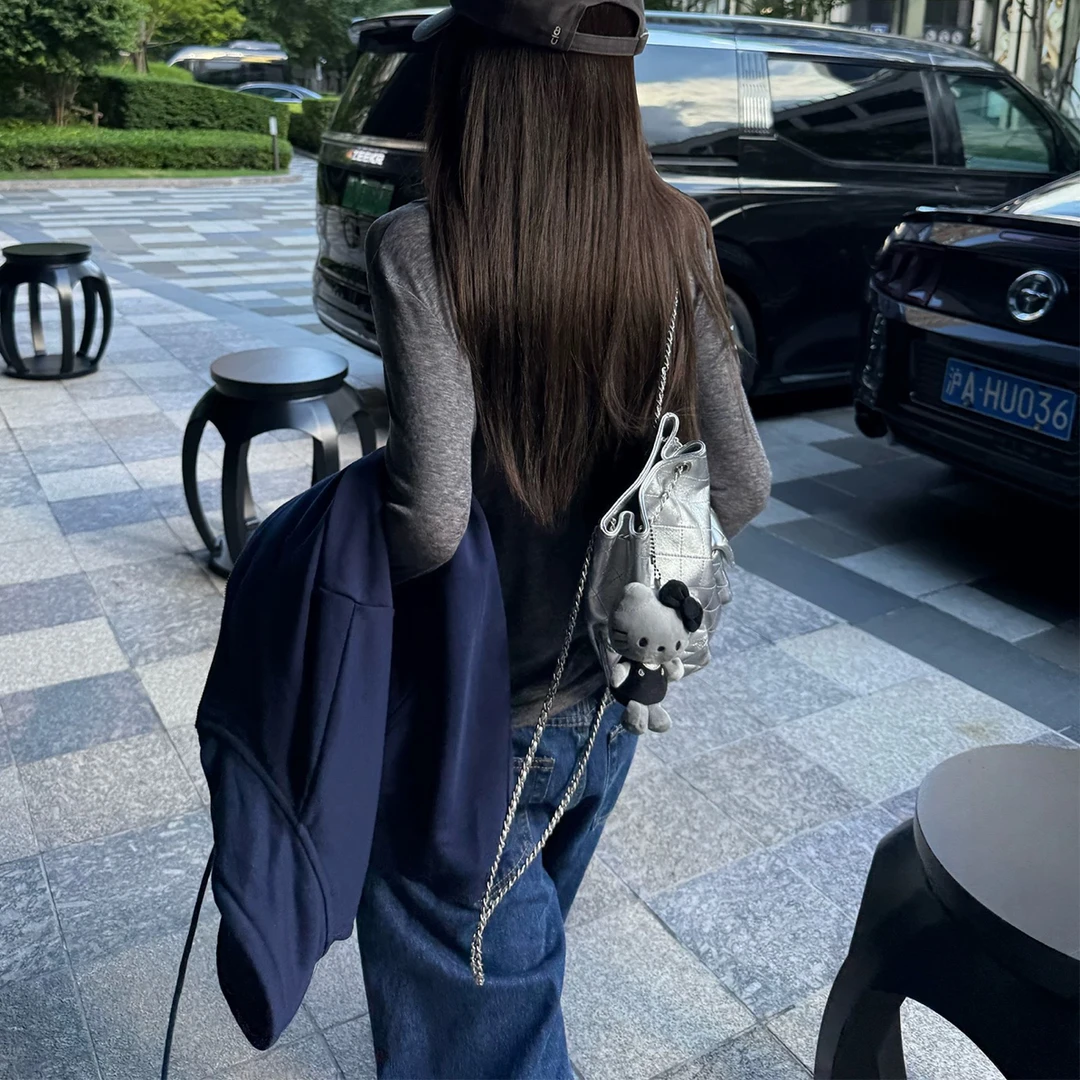 【刘噗噗】8桑蚕丝 54再生纤维素 红人店原单显瘦长袖t