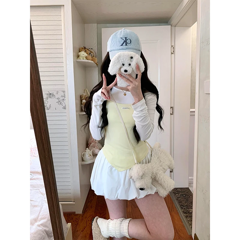 秋季韩剧穿搭chic甜辣纯欲风高级感别致吊带上衣裙子小个子套装女