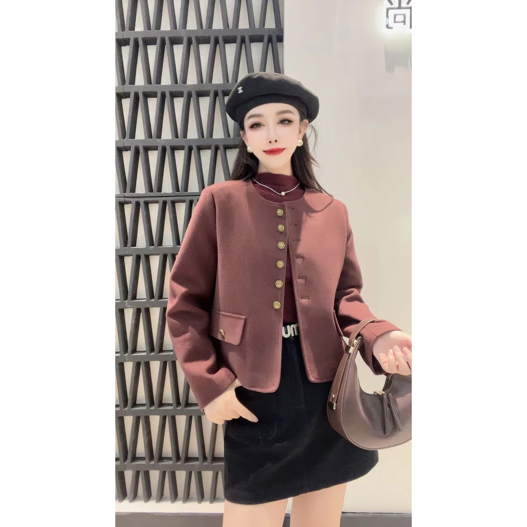 9169新款圆领小香风单排扣简约百搭外套秋冬YS三楼