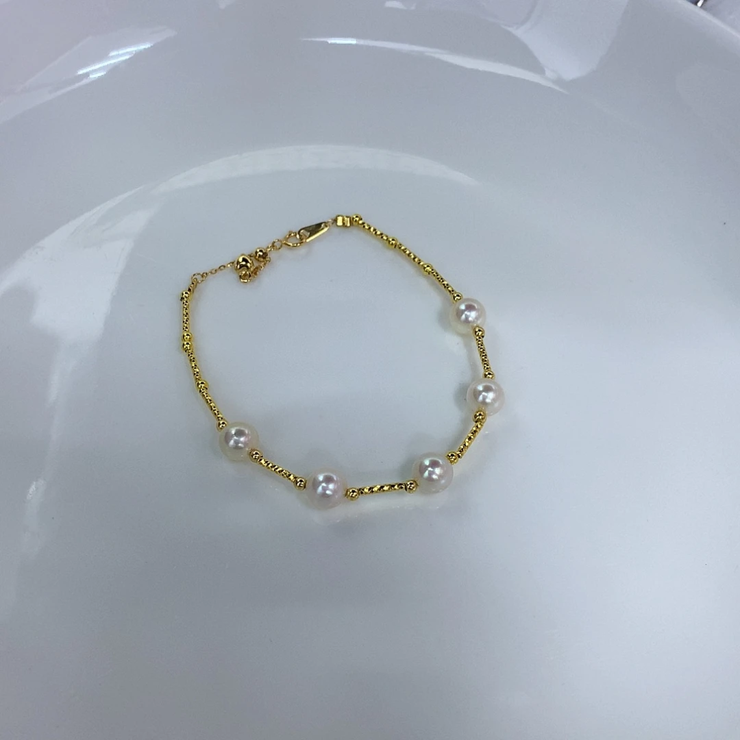 手链海水珍珠银S925镶嵌7-8