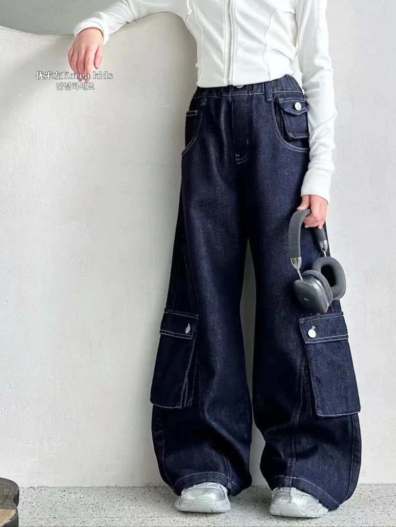 9212童装加绒工装牛仔裤
