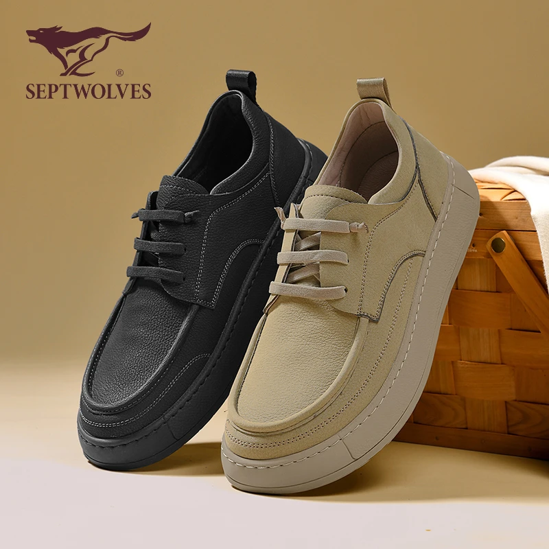 七匹狼秋季工装鞋复古时尚潮流一脚蹬透气休闲鞋软底舒适鞋子0008