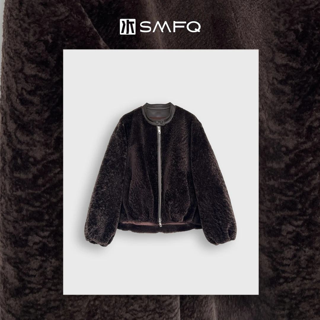 水木夫妻 进口南非原生水波纹羊羔毛皮毛一体外套女