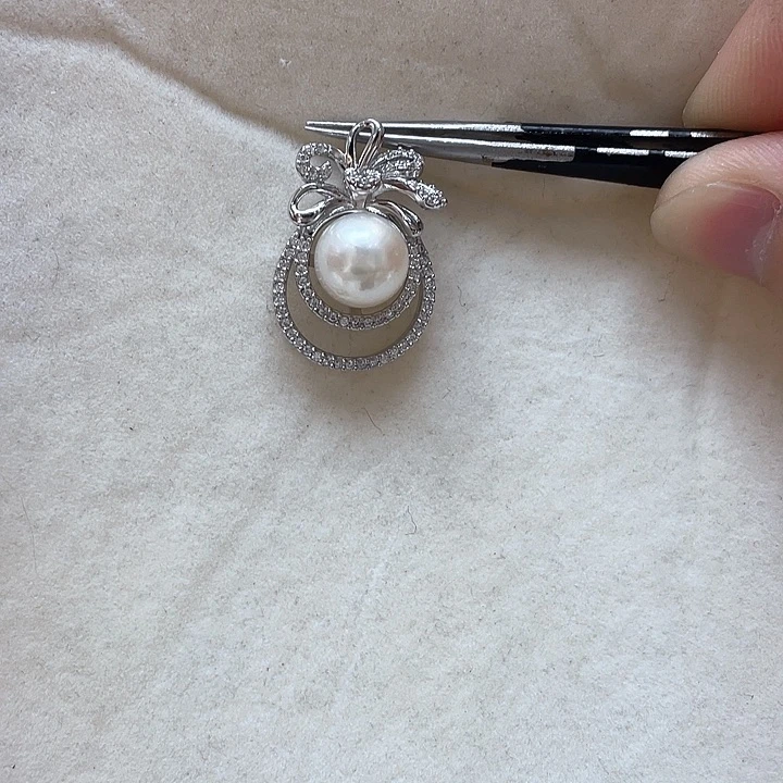 海水珍珠银S925镶嵌吊坠(不含链)