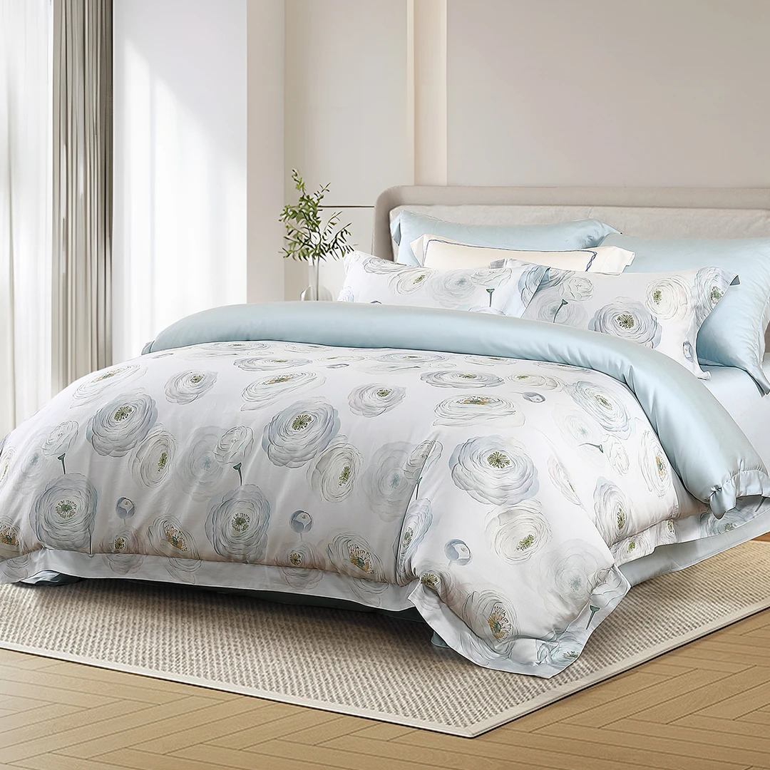 【达人专属】水星家纺清新60支全棉A类四件套繁花·花如玉/花如雨