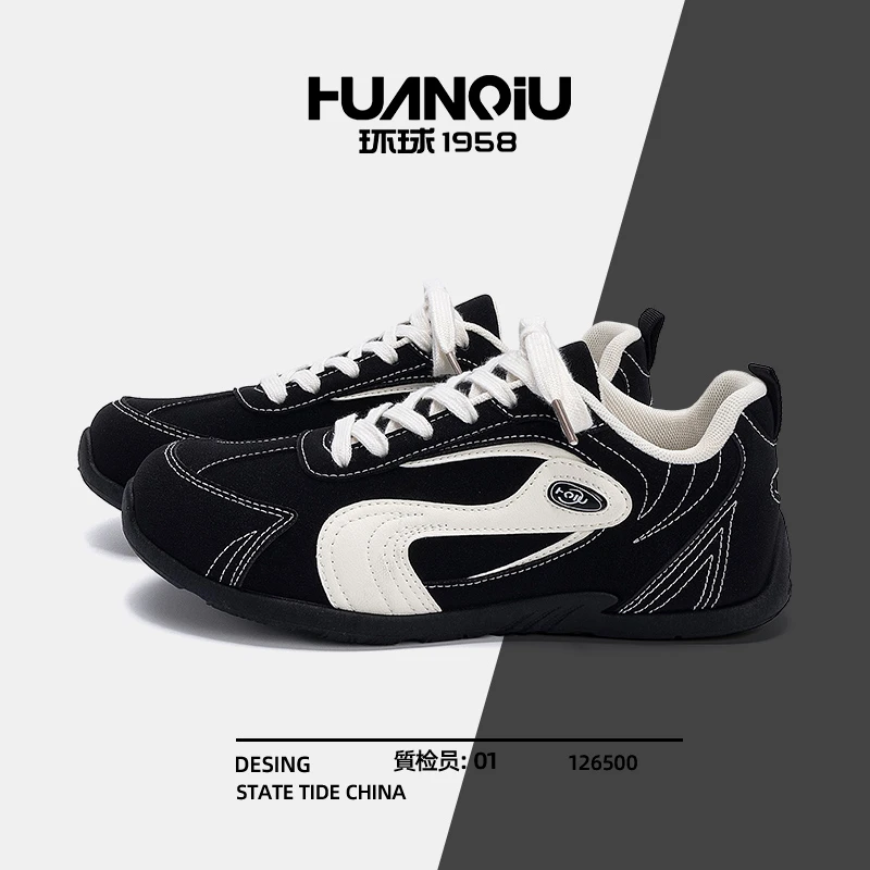 环球复古百搭透气板鞋男2025秋季新款内增高赛车鞋软底运动德训鞋