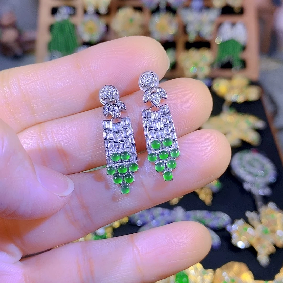 吊坠(不含链)银S925镶嵌翡翠