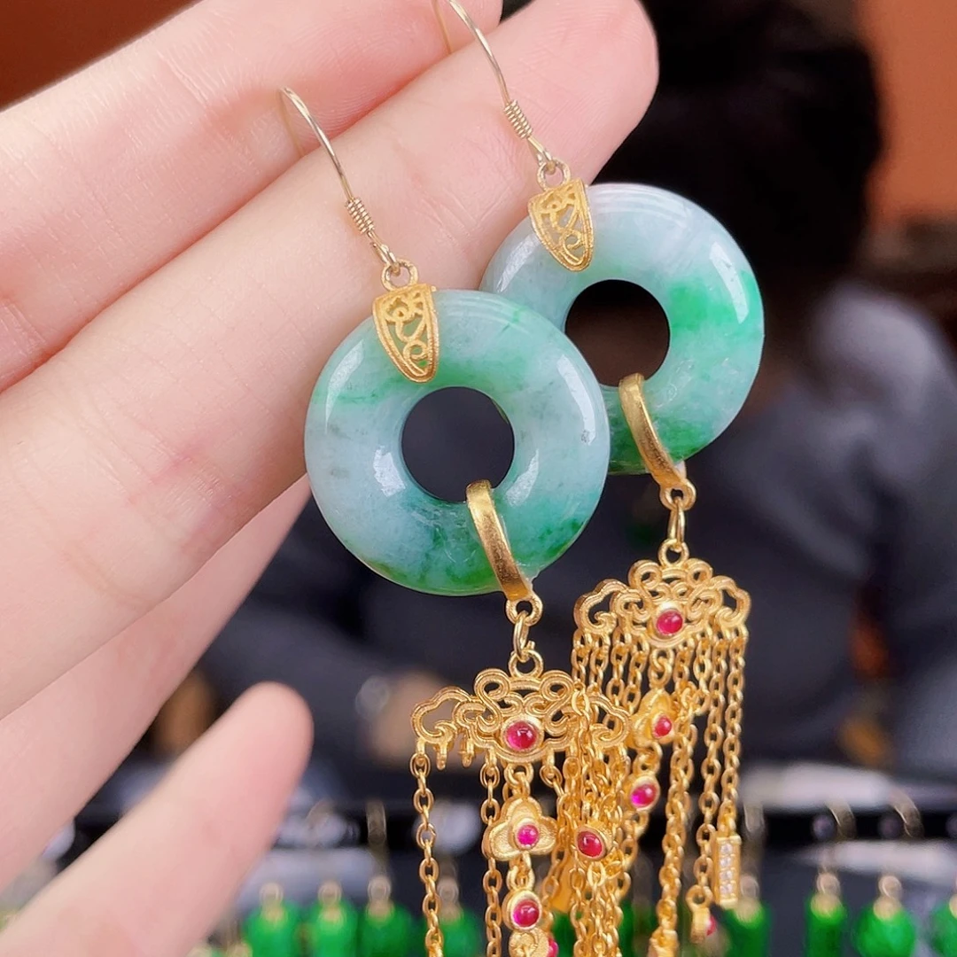 翡翠银S925镶嵌耳饰