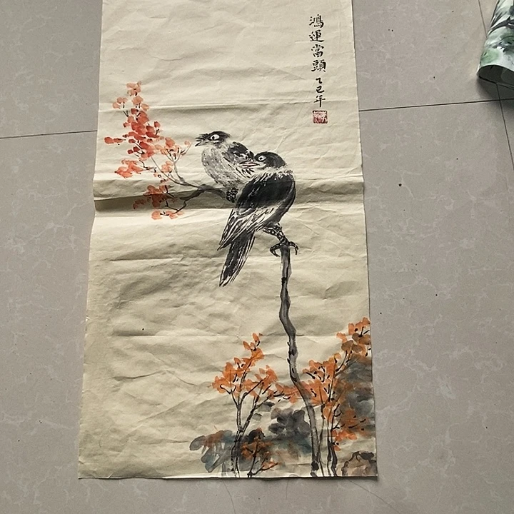 国画四尺四开手绘花鸟