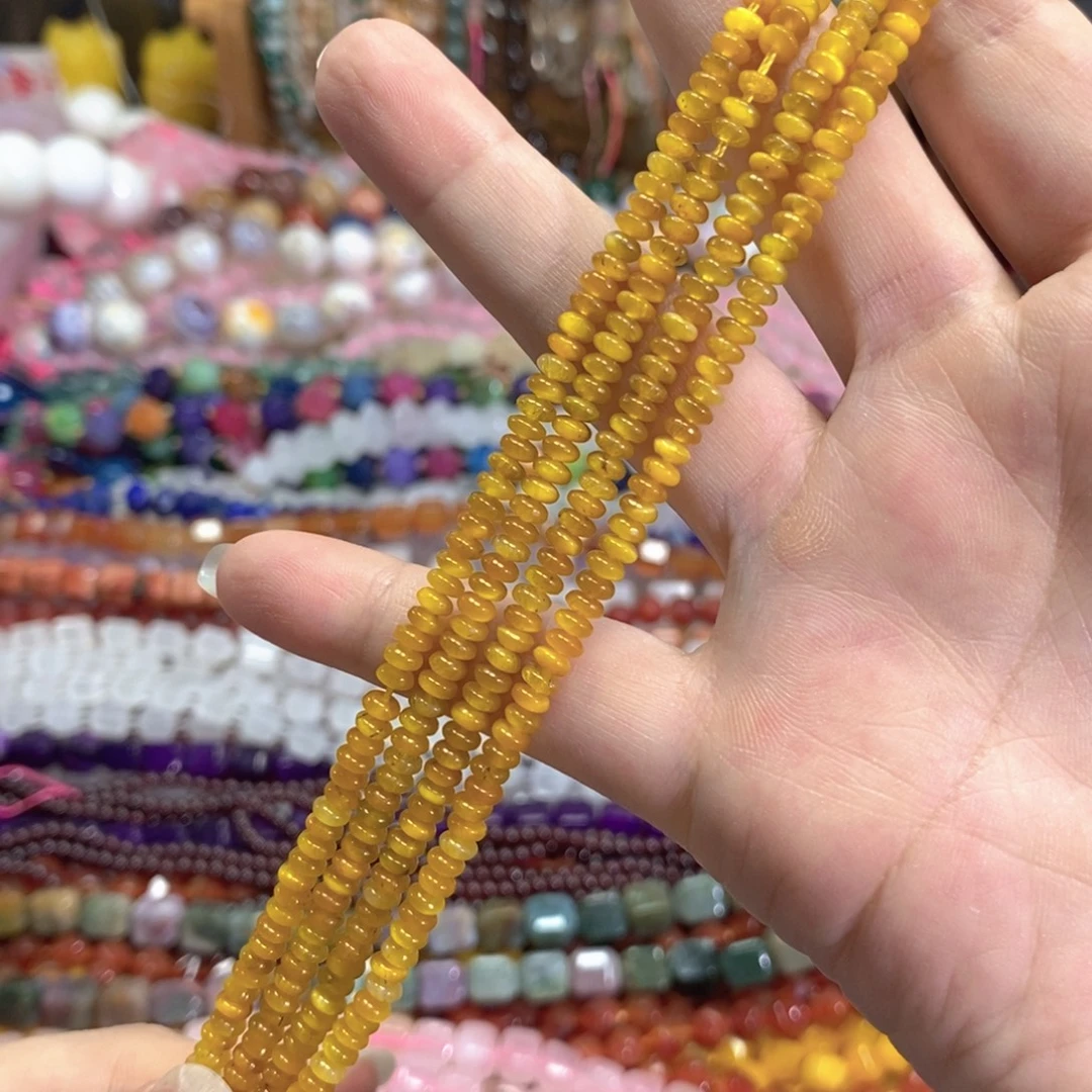 玛瑙/玉髓未镶嵌珠宝半成品金虎一条卡4mm