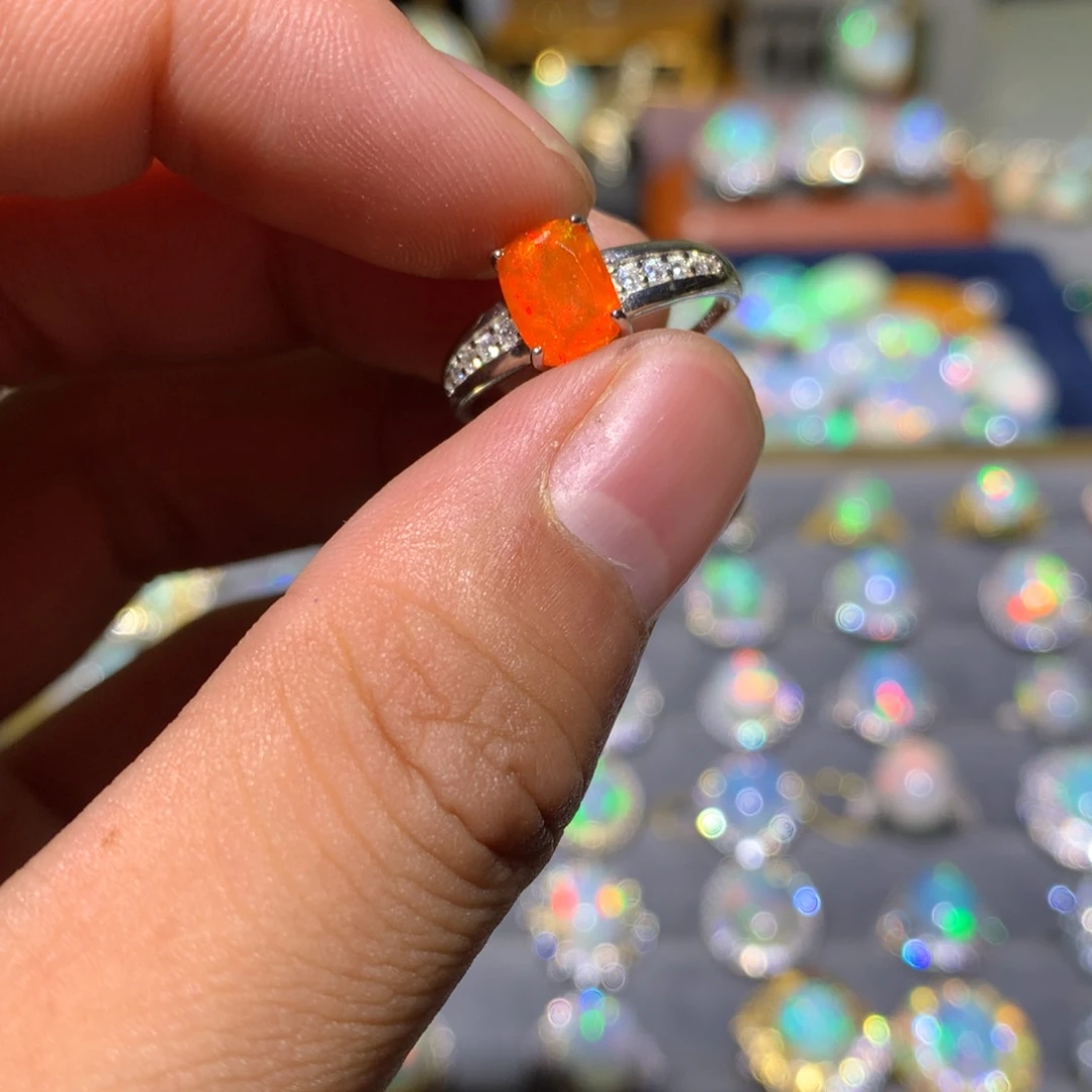 欧泊银S925镶嵌欧泊戒指