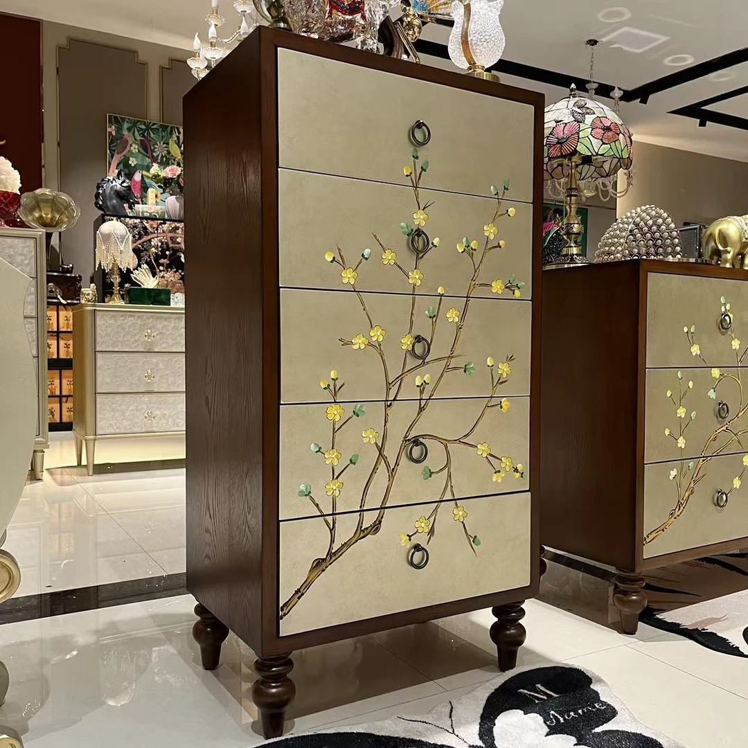 【喜悦家具】GH211# 复古做旧梅花五斗柜60*40*115