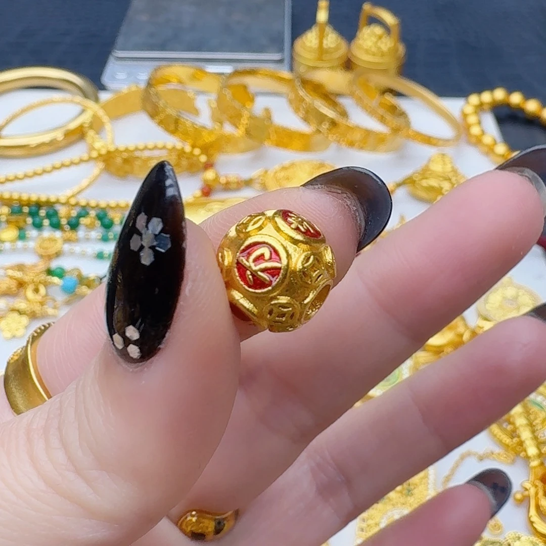 合金合金八方来财铜钱珠