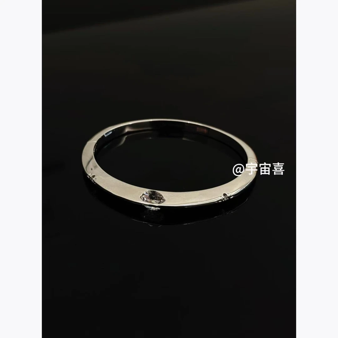 铜合金莫桑石手镯 F2-123精工版莫桑行星银色闭口手镯【大号】