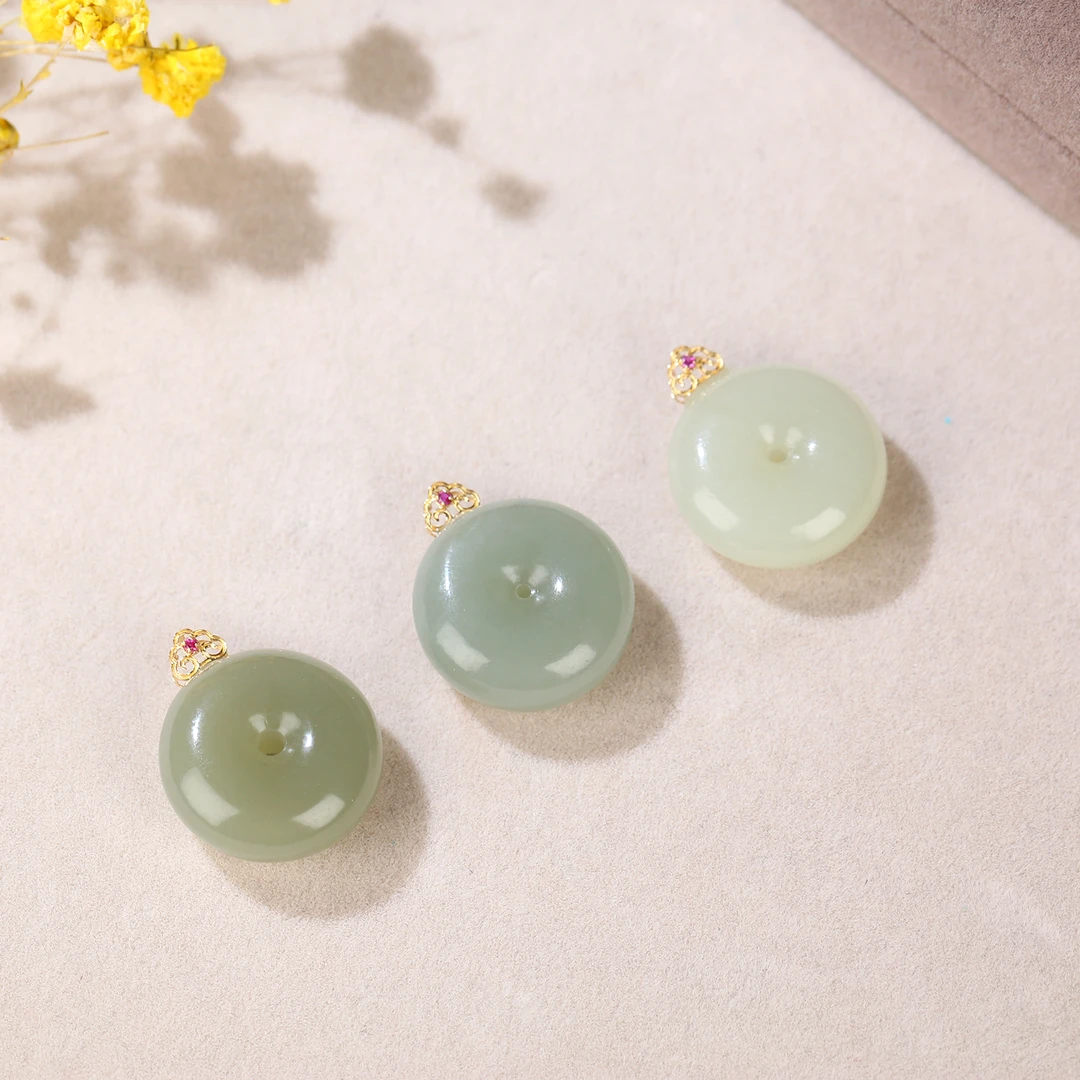 【麦子家族】天然和田玉吊坠18K金挂件吊坠多样性发1 EDZK008