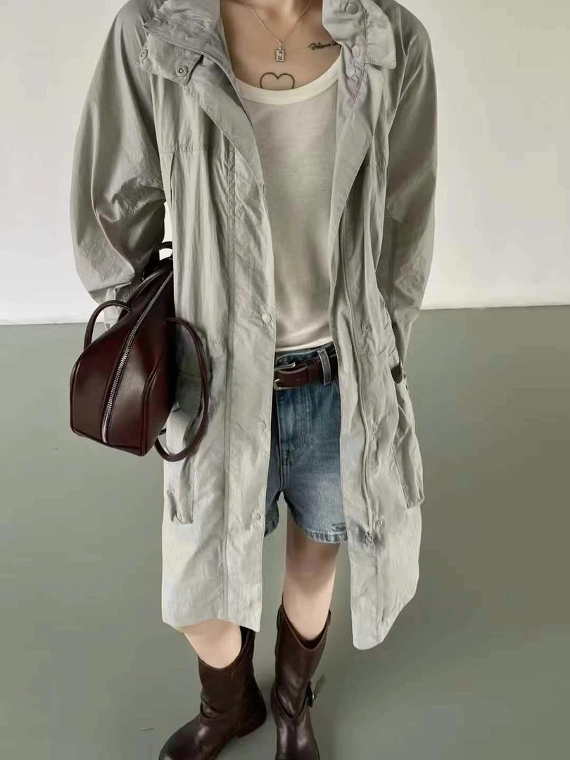 【清仓款】戴帽收腰长款防晒外套XWWL2502012