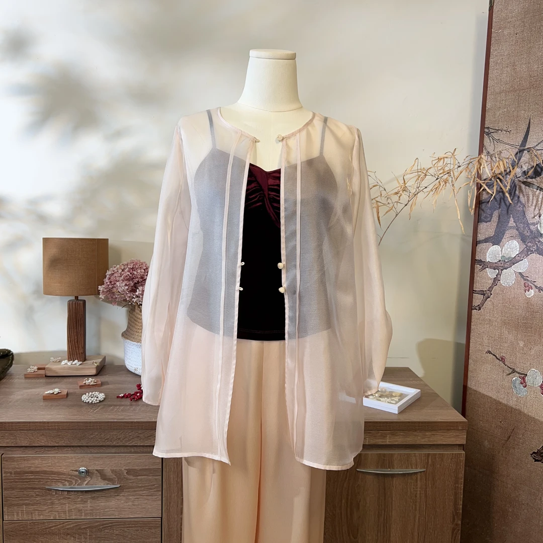 【喜乐红】夏款新中式流光纱国风外套长袖古风仙气小众慵懒SA032