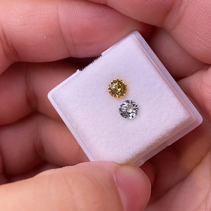 蓝宝石裸石天然无烧对撞色蓝宝石裸石福利一对