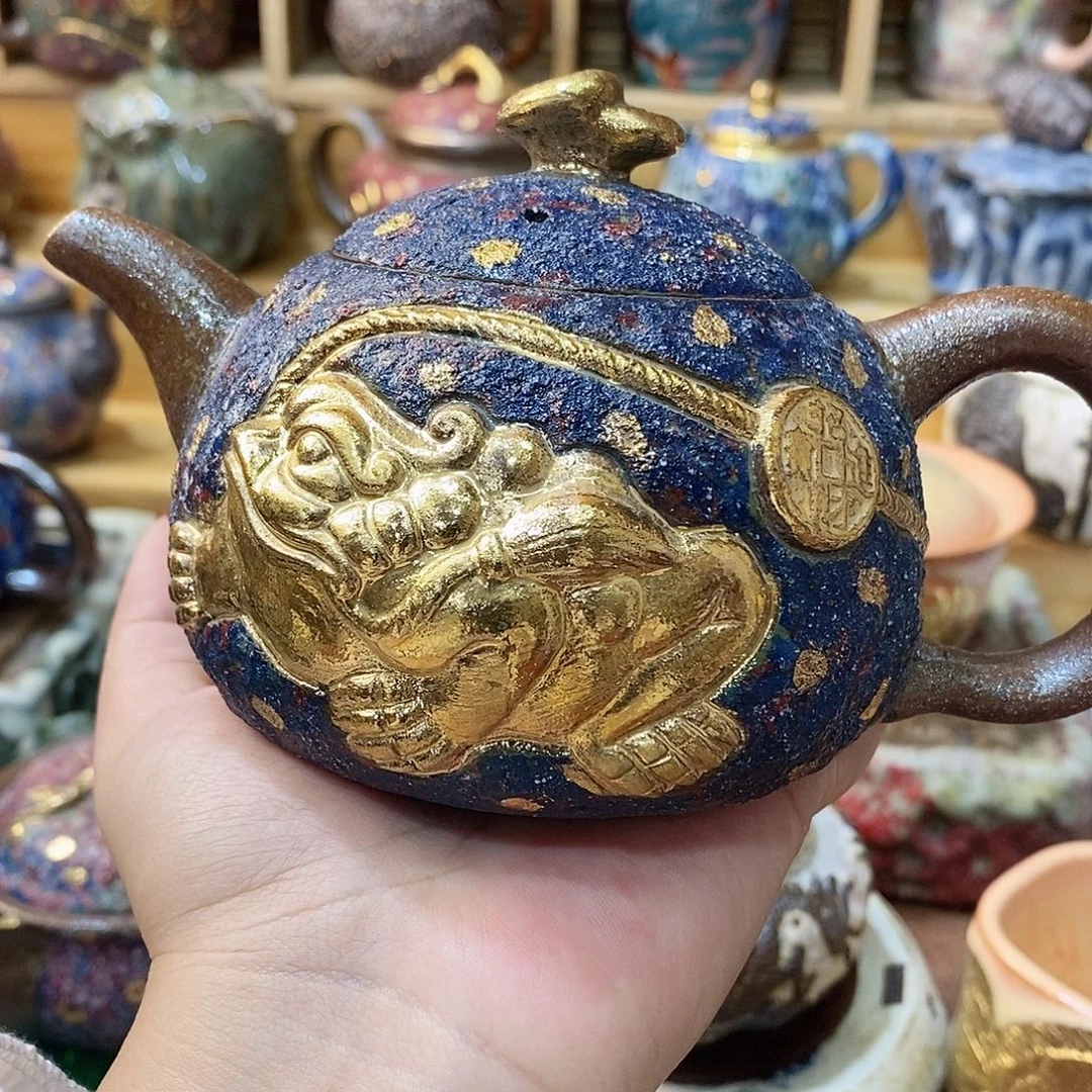 志野柴烧古喜茶器