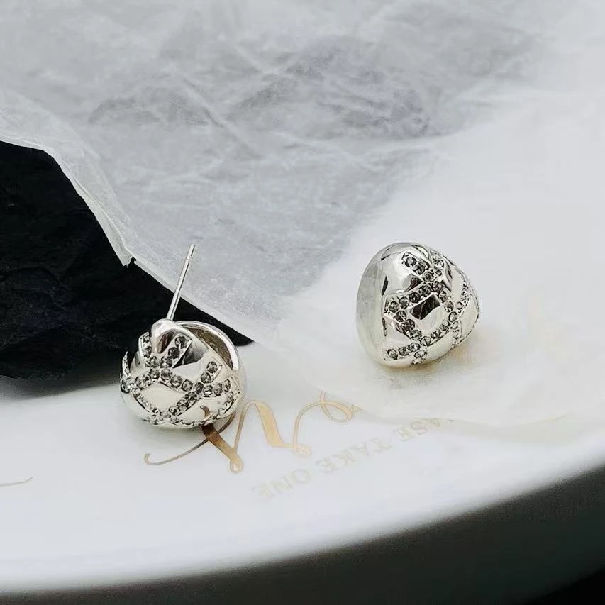 铜合金合成锆石耳饰 a53【小元宝耳钉】小众设计法式C圈耳饰女45888