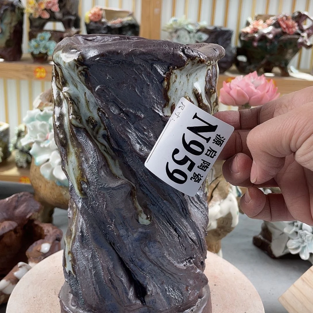 紫砂花盆景德镇陶瓷孤品花盆959