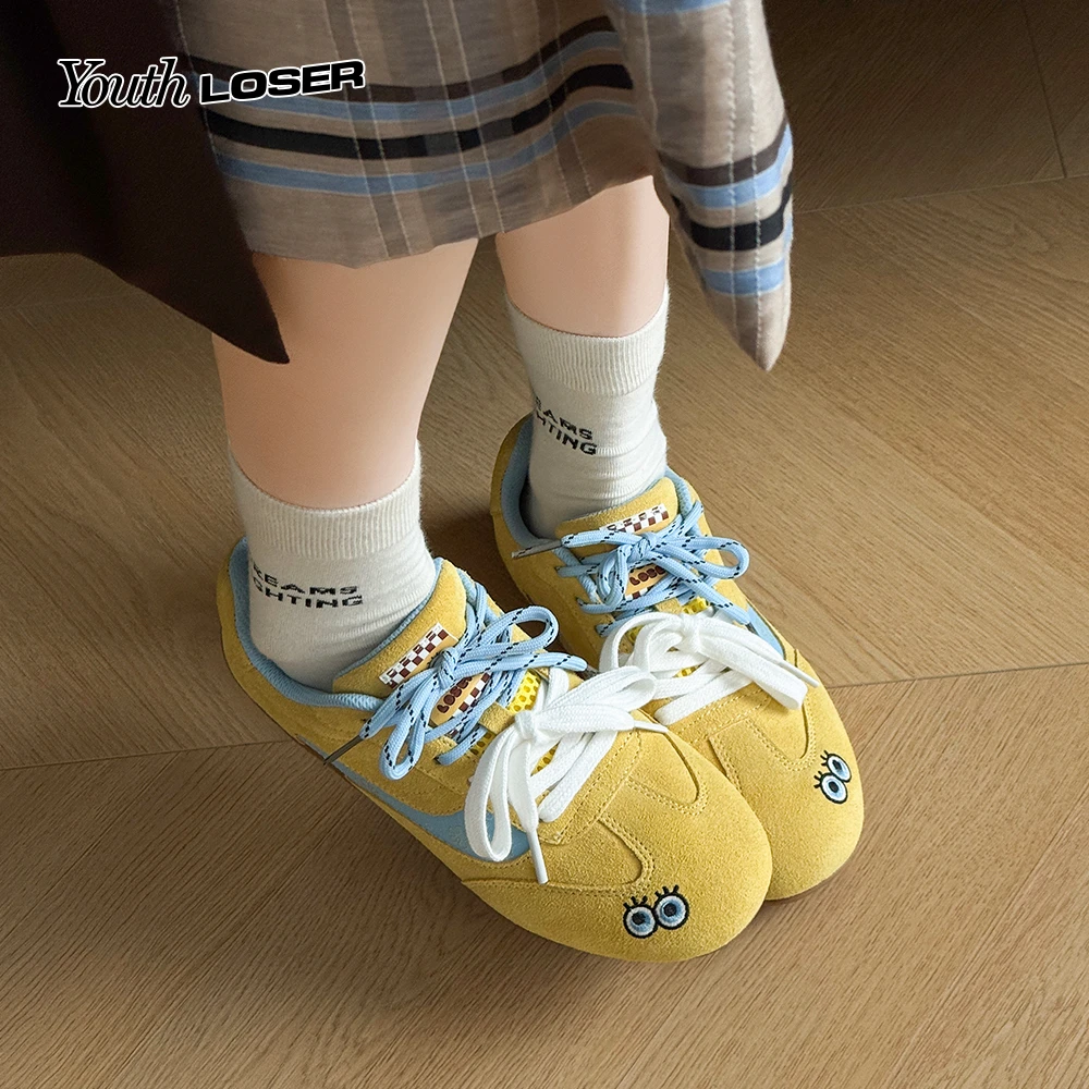 Youthloser原创设计感德训鞋女薄底黄色百搭休闲运动复古赛车板鞋