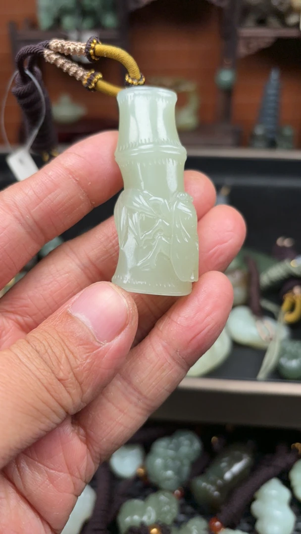 保真和田玉竹节时尚吊坠百搭精雕拍一发一手工精致气质