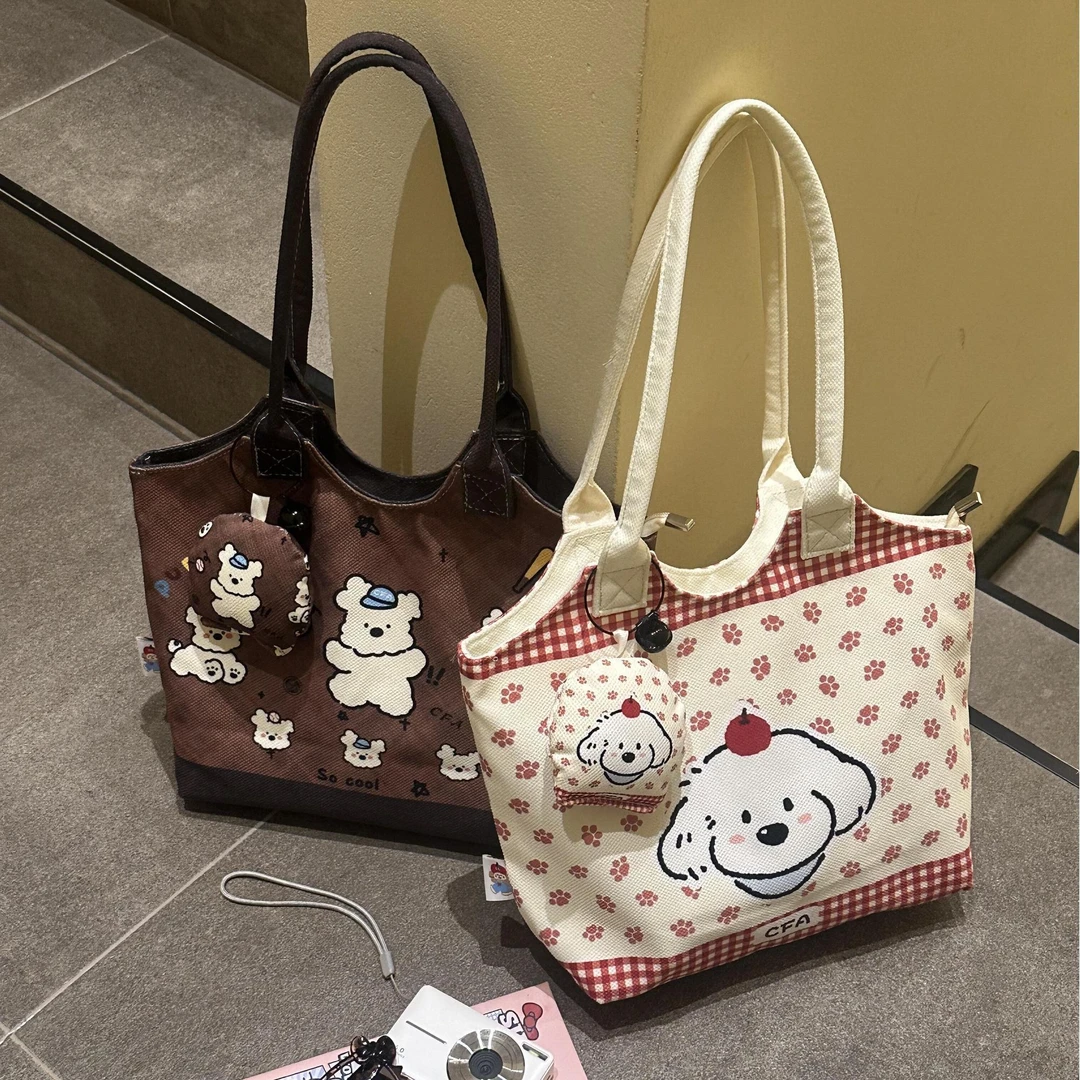 ZY秋冬韩版印花卡通外出通勤ins高颜值单肩包手提包腋下包托特包