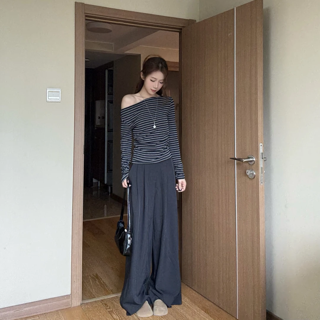 小芸也｜秋季气质阔腿宽松裤女春秋高级感垂感高腰显瘦休闲拖地裤